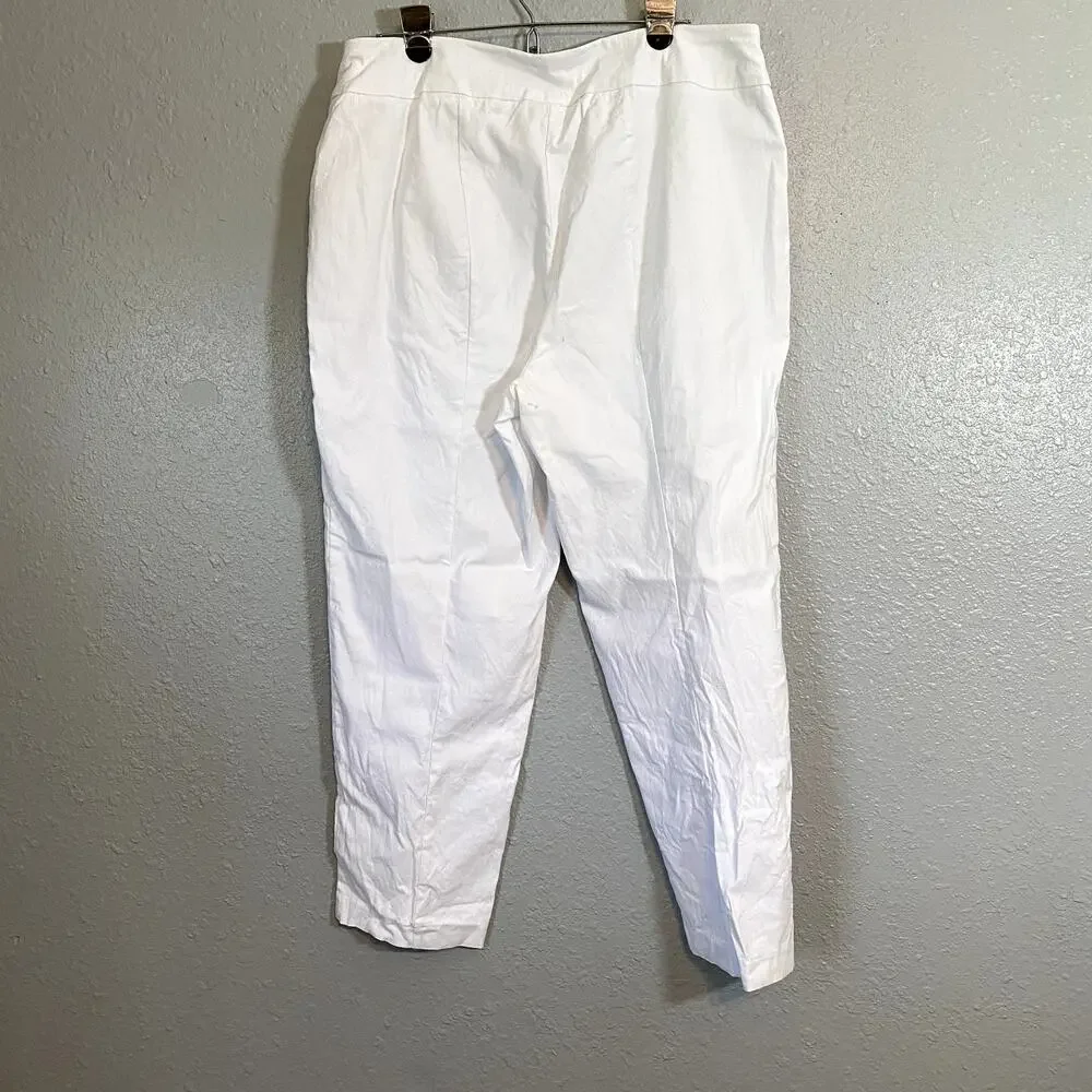 Cato Womens 16 High Rise White Pants Loose Fit Beach Vacation Stretch Pull On - Picture 2 of 10